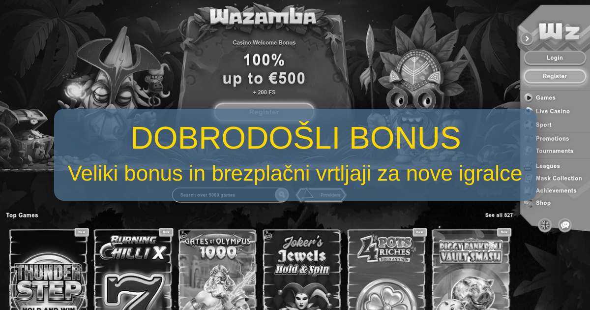 Wazamba Casino uradna stran